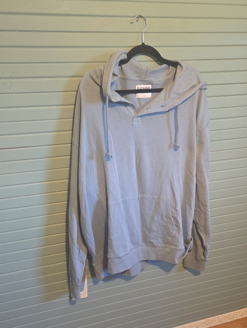 Old Navy Men's Light Blue Hooded Pullover Sweatshirt